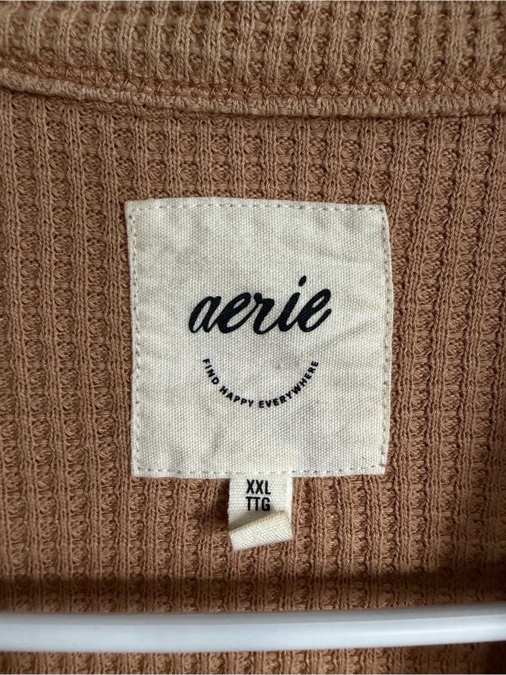 Aerie LumberJane Waffle Knit Shacket XXL Cozy Button Shirt Tan - Picture 4 of 6